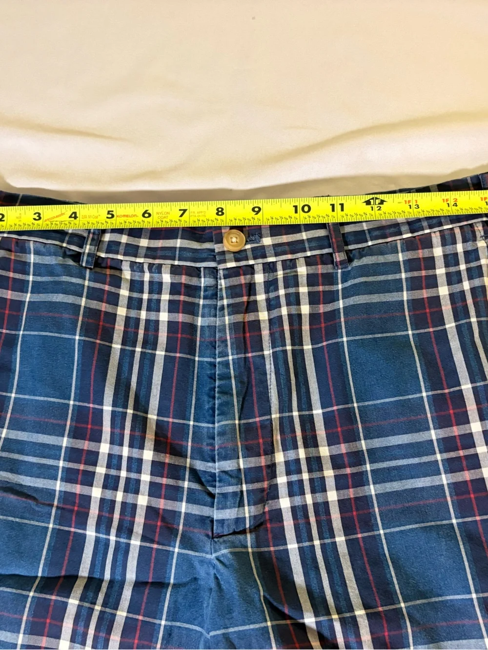 Men's Plaid Cotton Shorts - Navy Blue